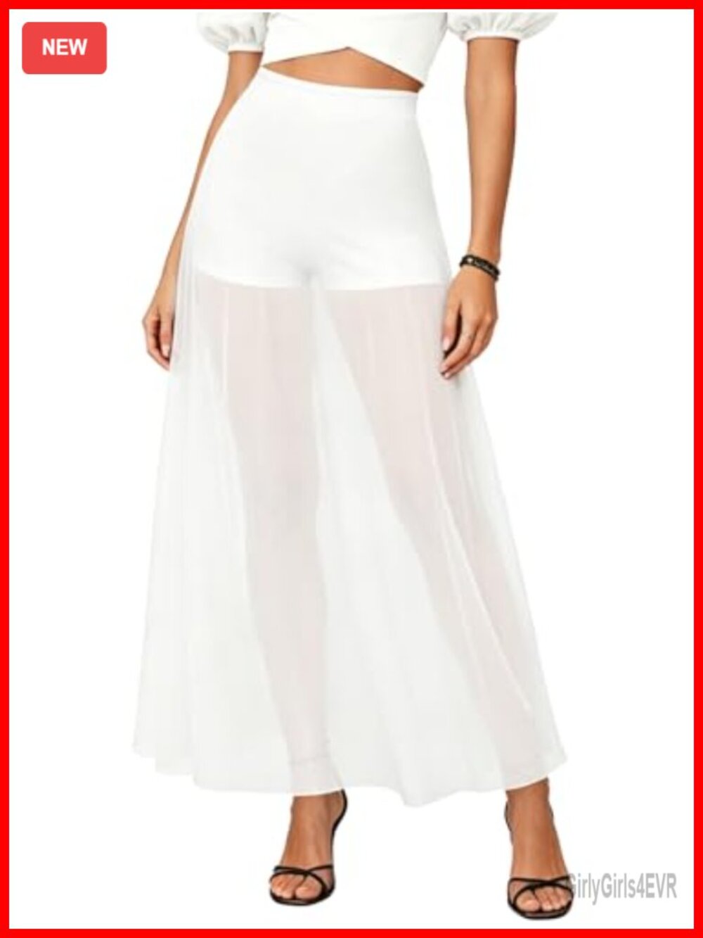 High Waist A-Line Sheer Mesh Maxi Skirt with Built-In Shorts
